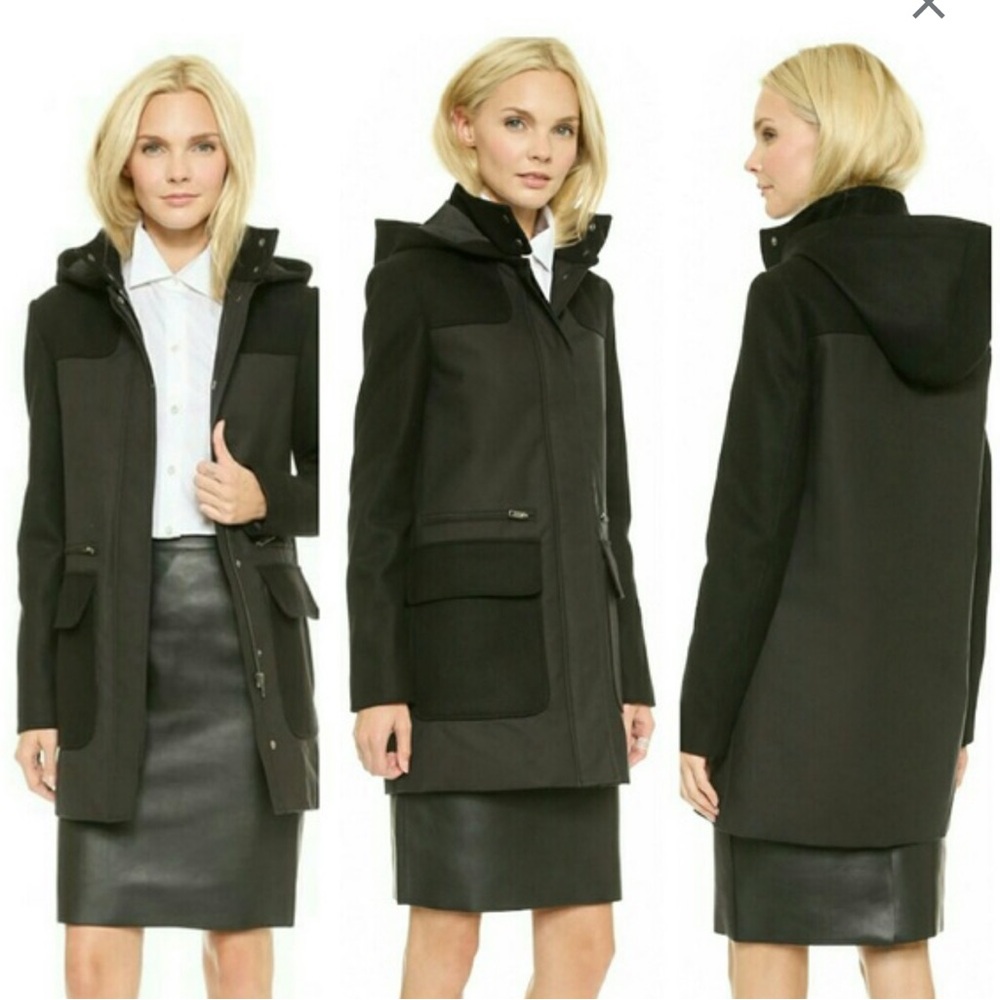 Theory Alsano Black Wool Blended Coat Size Small